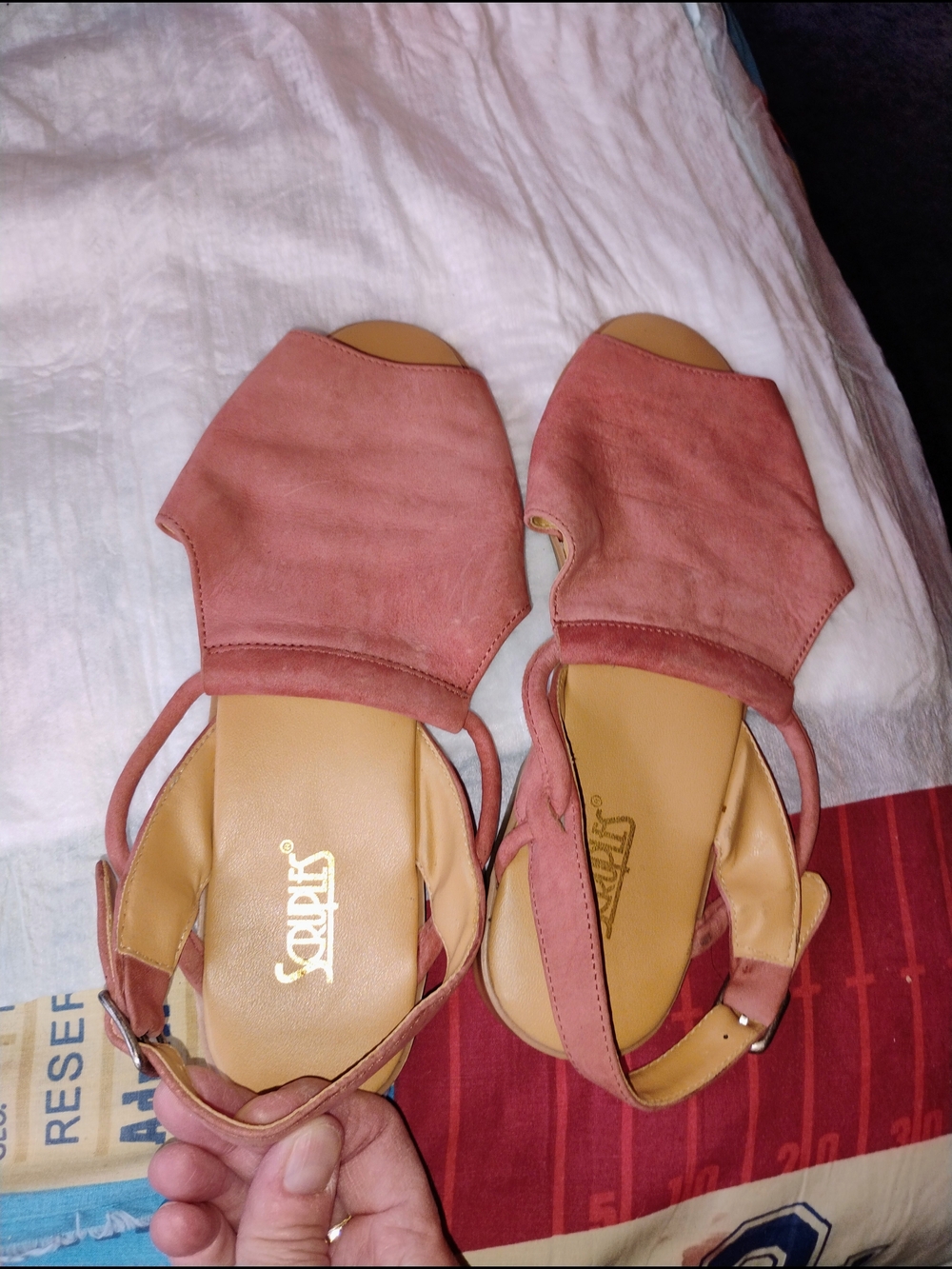 Scruples Dusty Rose Suede Open-Toe Slingback Sandals